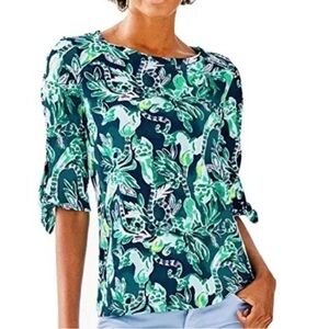 Lilly Pulitzer Preston Top Tidal Wave The Details Lemurs Green Large Lovers